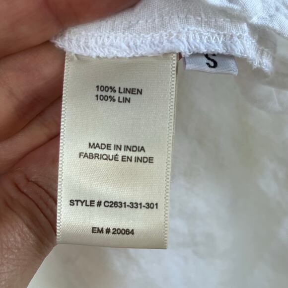 Cloth & Stone Women's White 100% Linen Button Down Top Size S - Picture 7 of 8